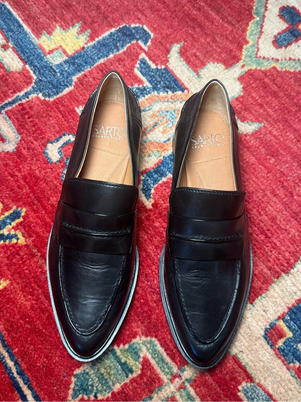 SARTO By Franco Sarto Black Leather Penny Loafers - Picture 3 of 16